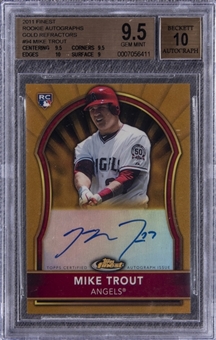 2011 Topps Finest Gold Refractors #94 Mike Trout Signed Rookie Card (#17/75) - BGS GEM MT 9.5/BGS 10